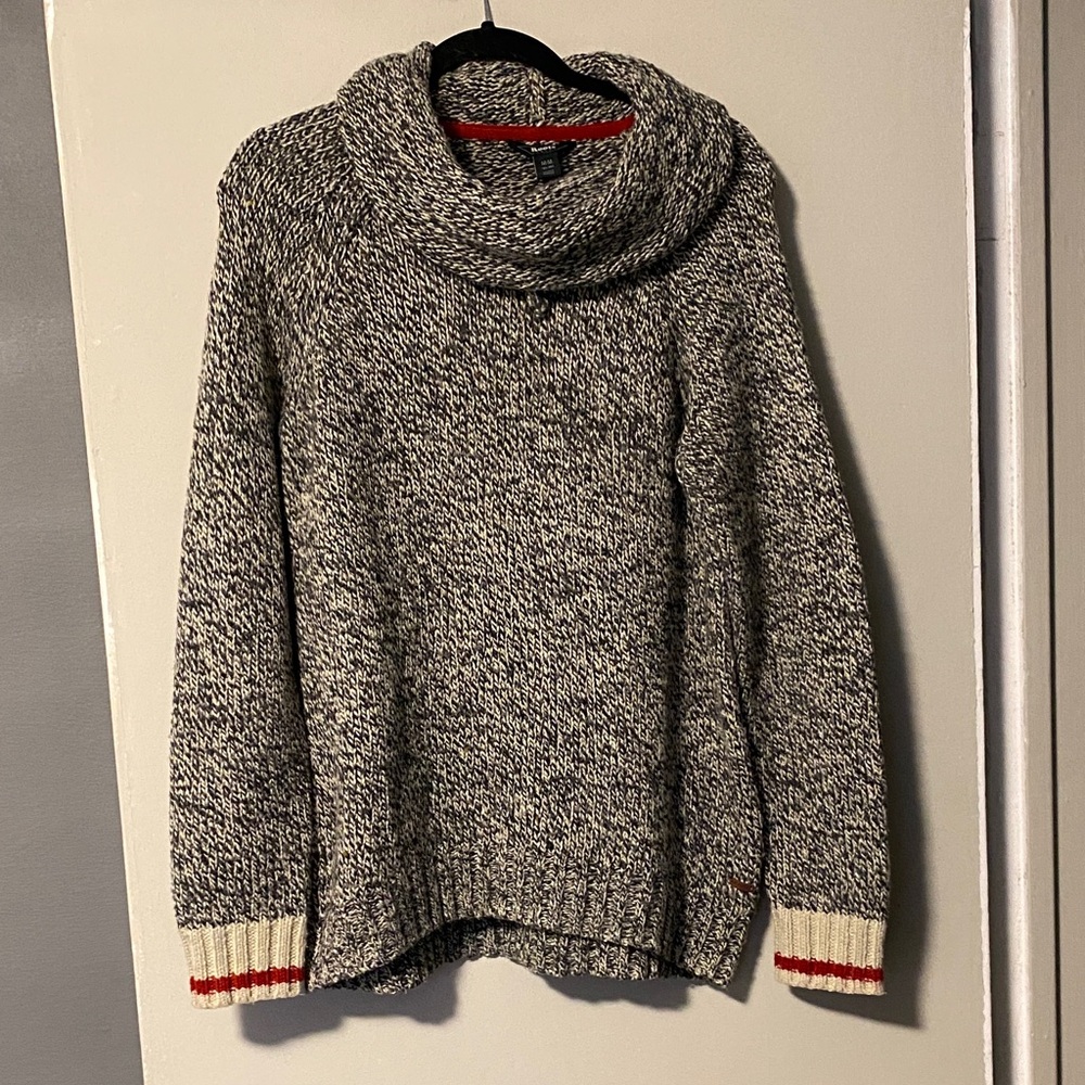Roots Black and White Cowl Neck Sweater